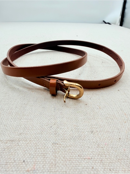 J. Crew Accessories - J. Crew Narrow Tan Leather Belt with Gold Hook Buckle